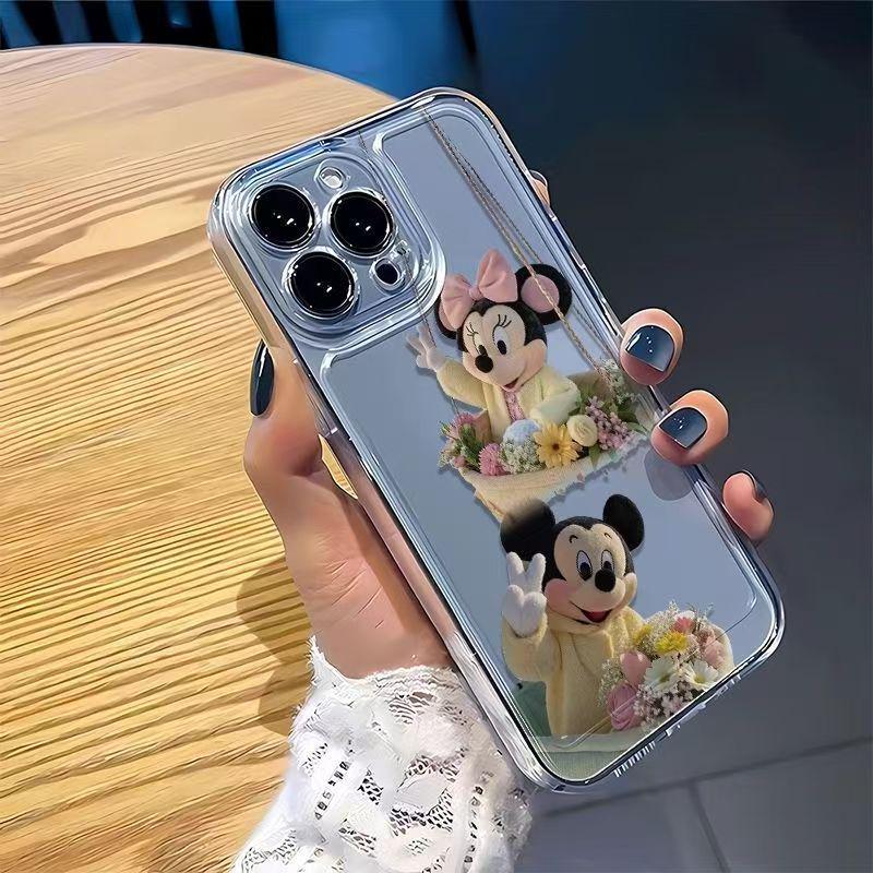Mickey & Minnie Fresh Flowers Cartoon Phone Case for iPhone 14-17 Promax, Cute and Soft