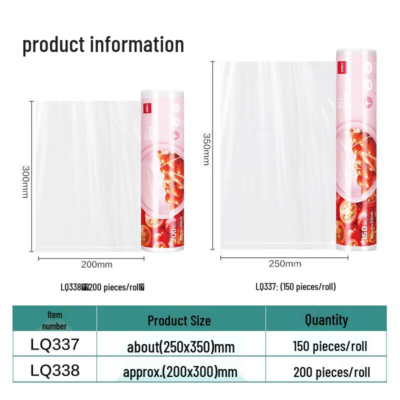 Deli Medium Food Storage Bags, 3 Rolls