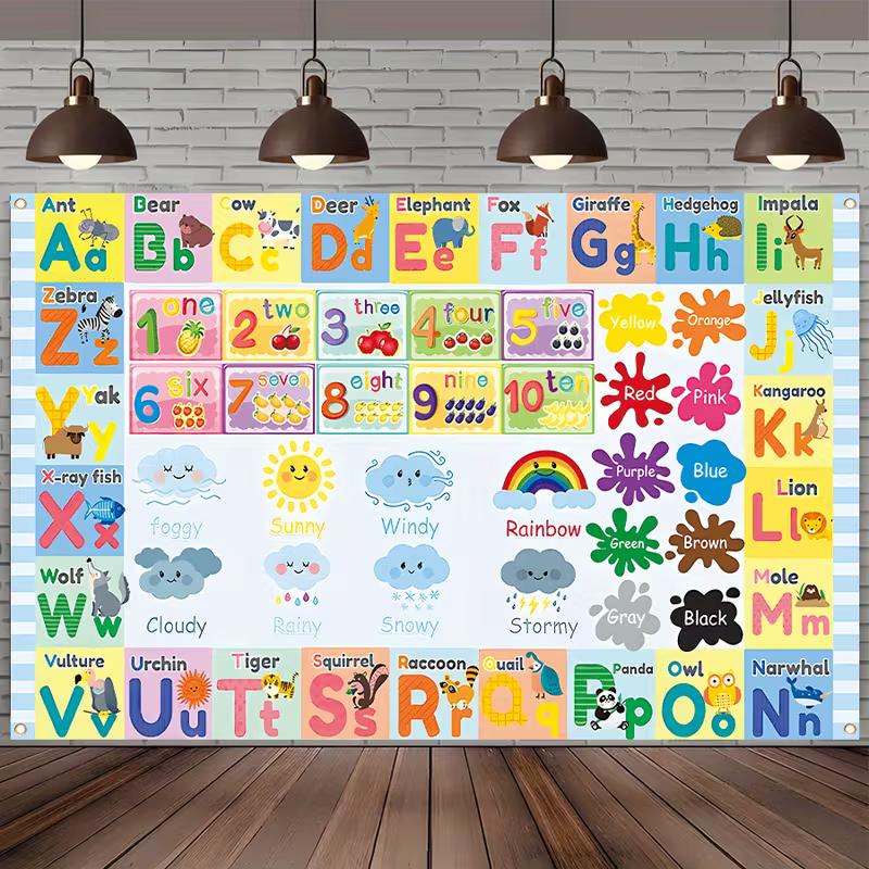 2D Colorful Kids Learning Chart Tapestry, Classroom & Nursery Decor