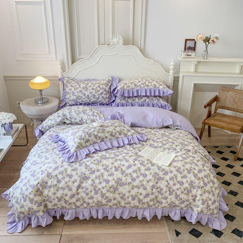 Four Seasons Universal Princess Style Four Piece Set Thickened Girl Heart Lace Bed Sheet Quilt Set Double Bedding