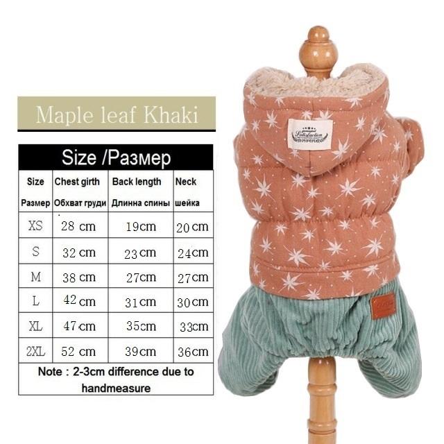 Corduroy Warm Fleece Teddy Pet Overalls Winter Dog Clothes Dog Jumpsuit Pet Cat Clothing
