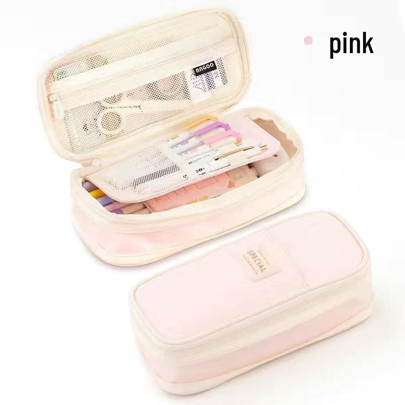 Student Art Style Large Capacity Multi-functional Solid Color Pencil Case