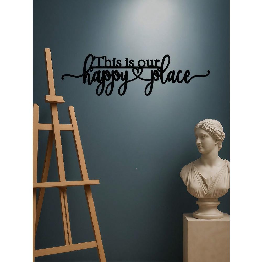 Metal Wall Art Sign Happy Place Home Decor Weatherproof Living Room Bedroom