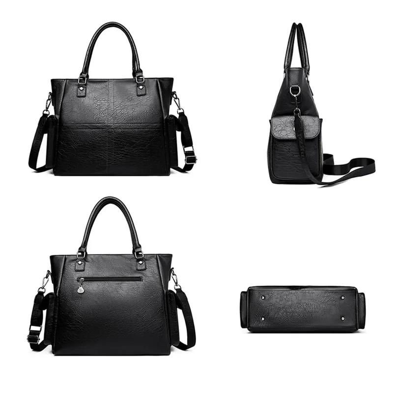 Women Casual Top-Handle Tote Bags High Quality Soft Leather Handbags Retro Luxury Shoulder Bag Ladies Large Crossbody Bags