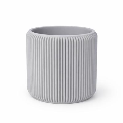 Gray Flowerpot with a Cover and a Hidden Drip Tray, Minimalistic