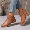 Fashion Roman Retro Short Boots Women 2025 Spring Autumn Shoes Casual Round Head Thick Low Heels Brown Side Zipper Ankle Boots for Women