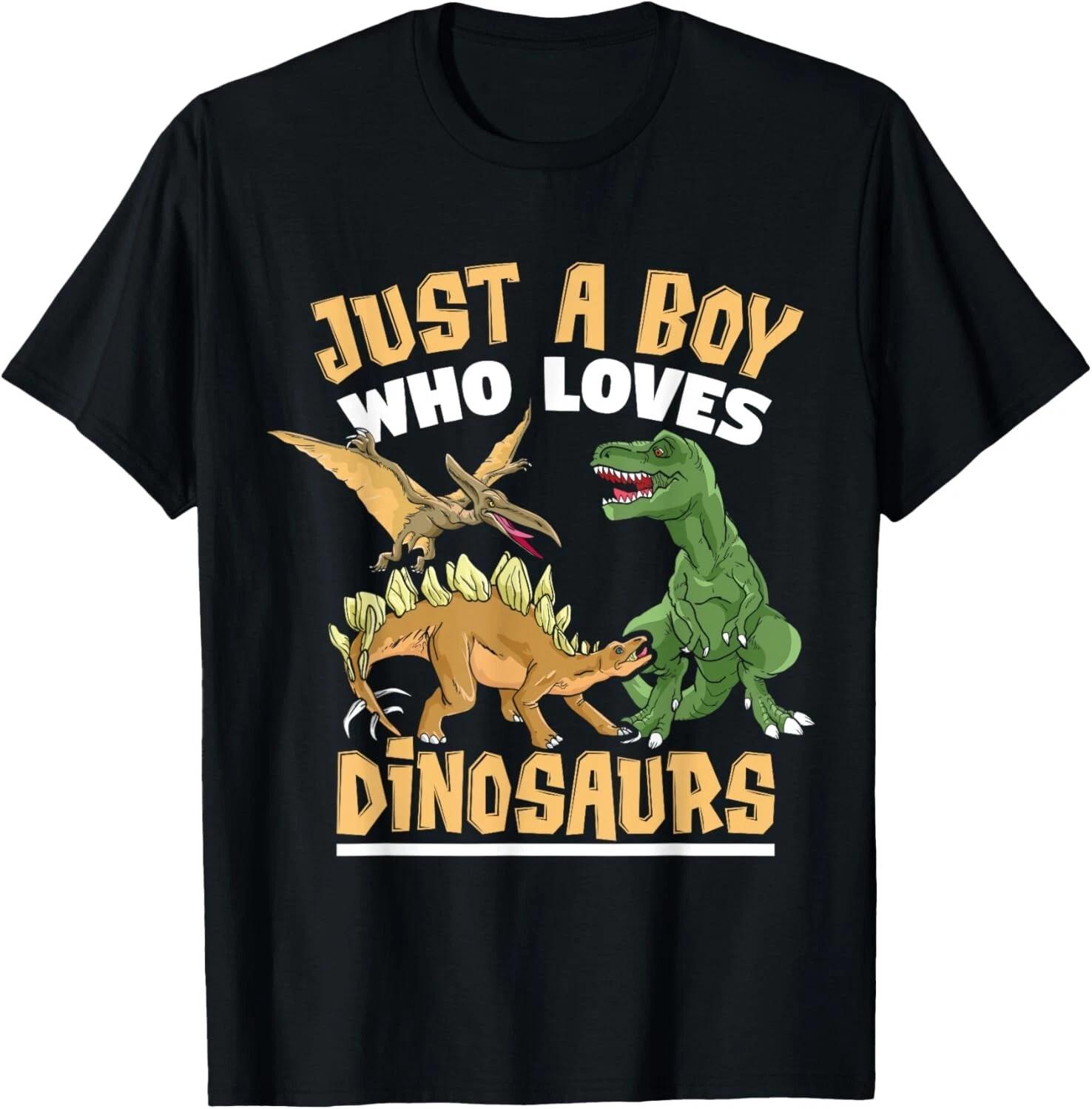 

Just a Boy Who Loves Dinosaurs Schoolboys and Paleontologist T- Shirt 3XL
