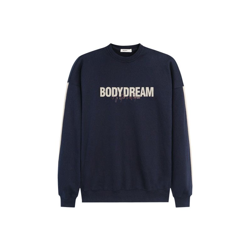 

[Retro Trend] Bodydream Contrasting Color Sweatshirt for Men with Printed Distressed Loose Pullover and Autumn Sweatpants Set
