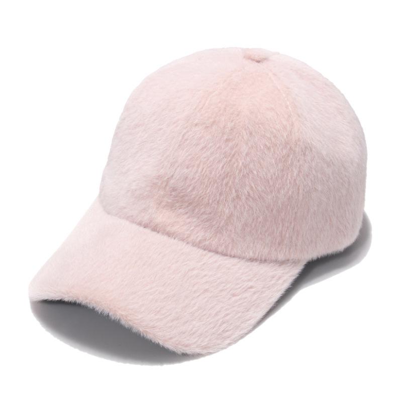 

Autumn and Winter Women s Baseball Hats Warm Duck Tongue Hats Suede Korean Edition Solid Color Hats one size рожевий
