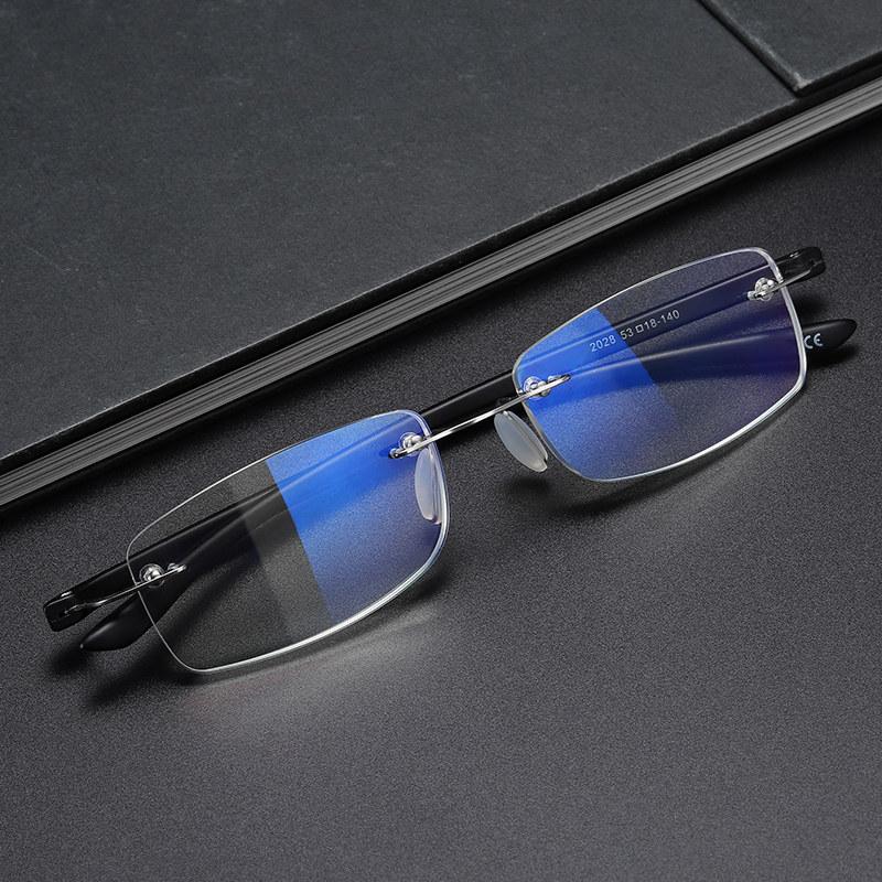 Reading Presbyopia Eyeglasses Men's Women's TR90 Material Business Presbyopia EyeGlasses Ultra Light Weight Frameless HD Eyewear Anti Blue Light