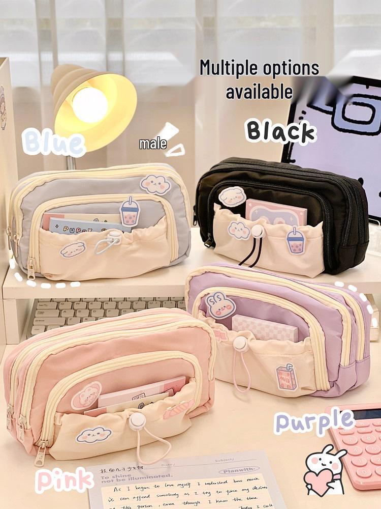 High-Capacity Cute Pencil Case for Girls - Perfect for Elementary and Junior High Students