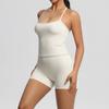 Solid Color Double-sided Brushed Back Long Vest Top, Tight Fitting Sports Running Fitness Yoga Suit For Women
