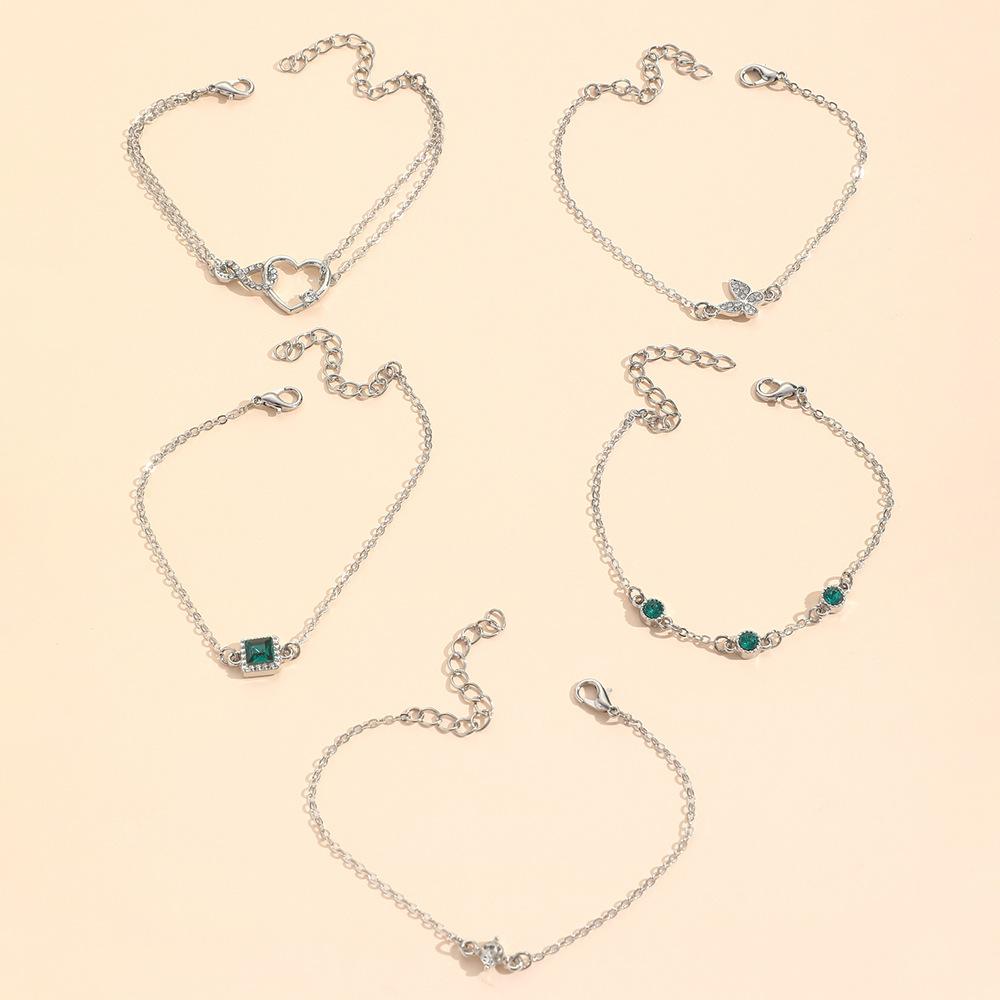 Women Love Heart Butterfly Rhinestone Bracelet Set