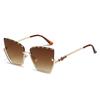 Cat'S Eye Sunglasses, Trendy Half-Frame Metal Trimmed Glasses, Personalized Diamond-Encrusted Sunglasses For Women
