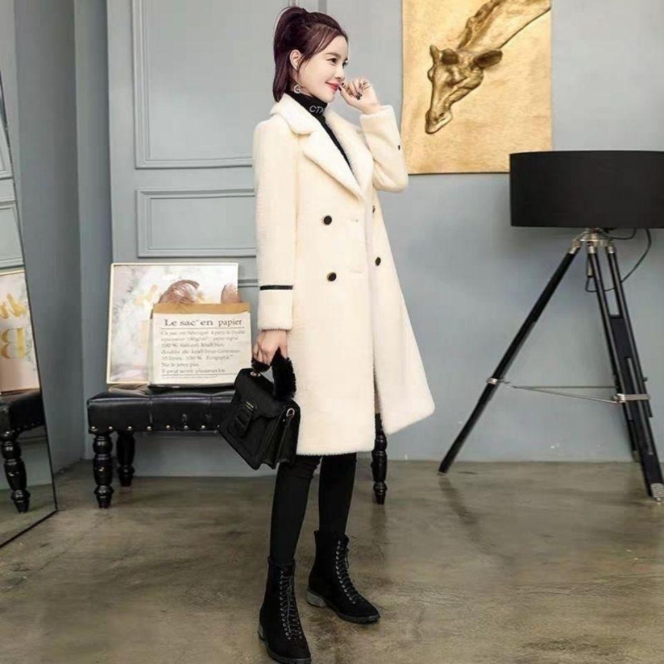 Plush Coat for Women Mid Length Autumn and Winter New Korean Version Thick Woolen Coat