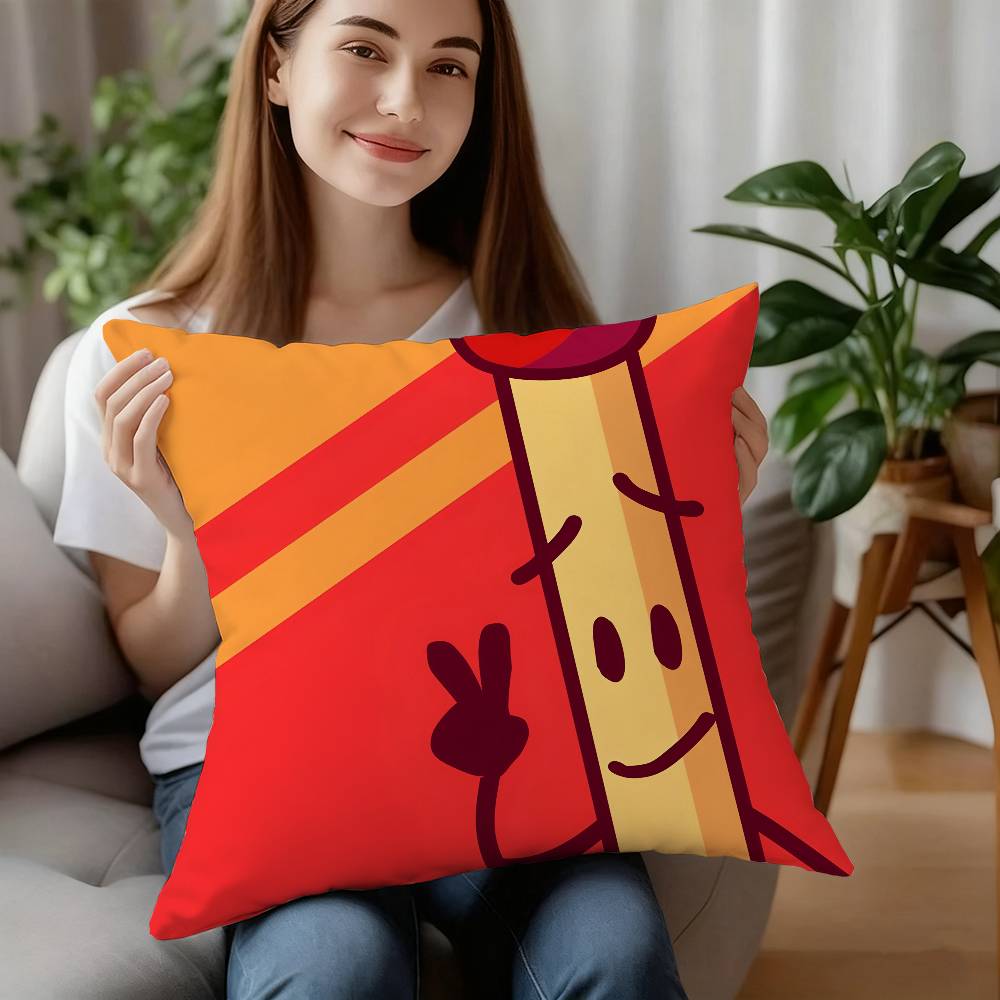 BFDI Битва за Остров Мечты Наволочка Плюшевая Ткань Мягкая Наволочка Двусторонняя Печать Чехол для Подушки Домашние Подарки 12x12Inch
