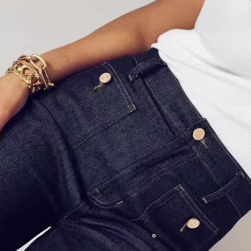 

Модные свободные карманы, джинсы больших размеров, длинные брюки, элегантные прямые, широкие женские джинсовые брюки, повседневные брюки весна-осень, одежда 1146 3XL темно-синий