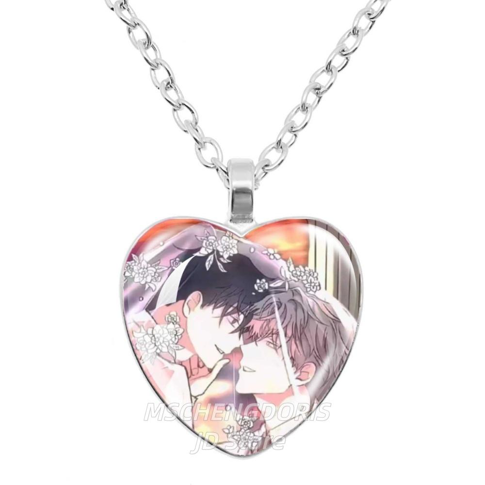 Low Tide In Twilight Anime Necklace Taeju YEO Euihyun KIM Glass Cabochon Heart Shaped Pendant Necklace Charm Jewelry Gift