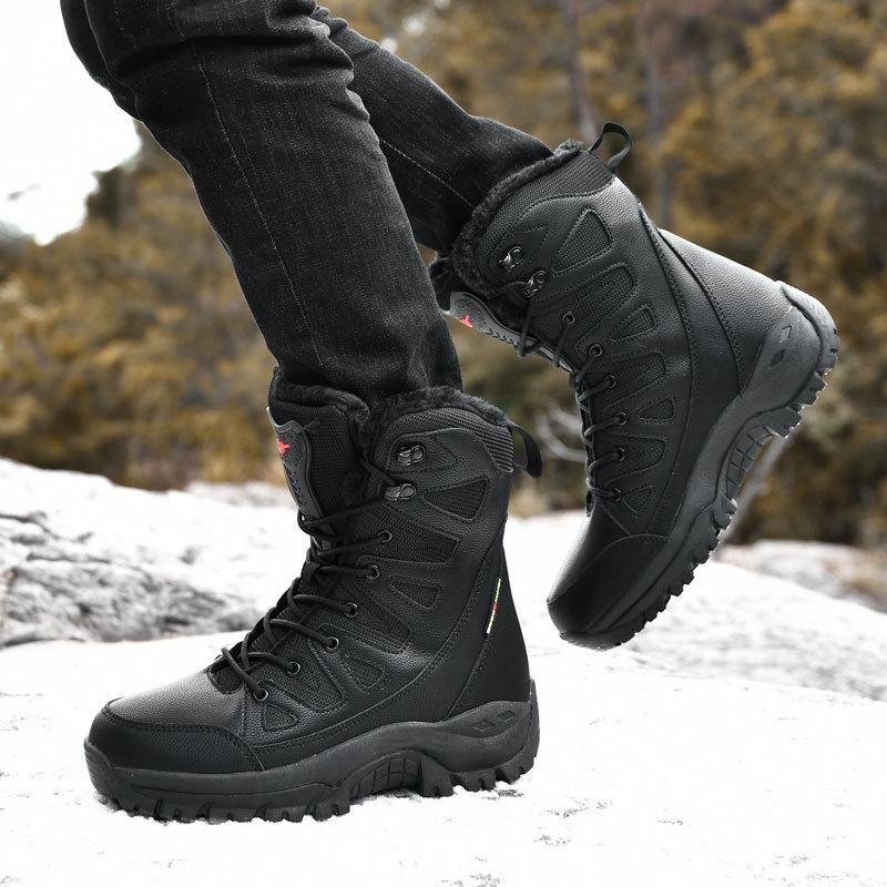 Winter combat boots large size outdoor velvet warm snow boots high top cotton shoes couple mountaineering boots