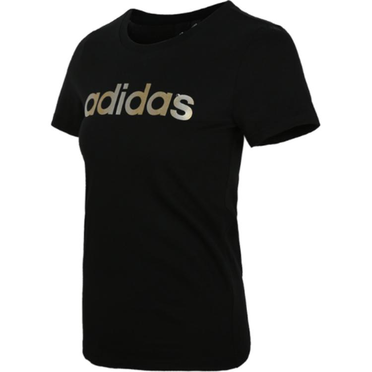 adidas Gfx Ss T Linear Round Neck Pullover Fashion Short Sleeve Regular T-Shirt Women Tops Black DM5347
