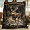 Custom Deer Hunting Fleece Blanket Personalized Name Text Forest Cabin Print Throw Soft Warm All Season Bedding Gift For Hunters
