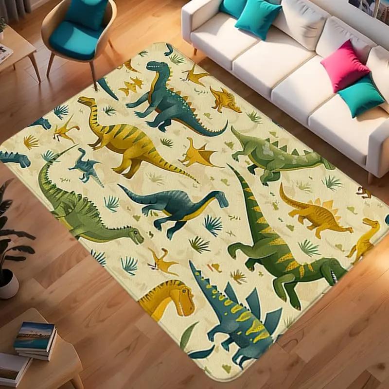 Dinosaur ABC Rug Non-Slip Play Mat Carpet for Boys Bedroom Kids Playroom Living Room Classroom Area Floor Mat Home Decor Doormat