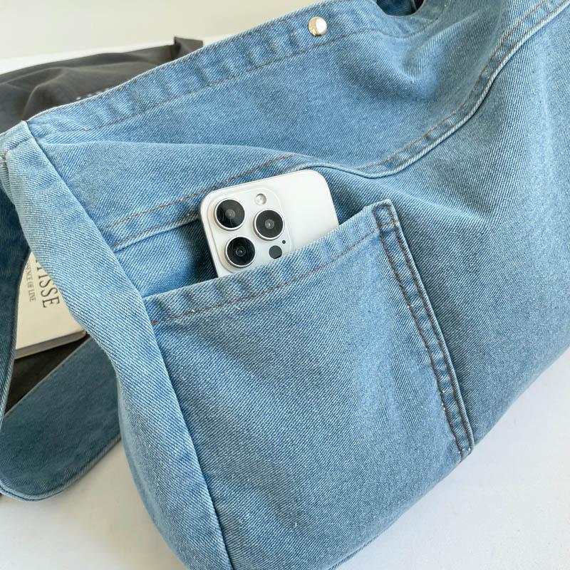 Denim Fashion Trend Handbag Underarm Satchel Fashion Commute Shopping Travel Bag Shoulder Crossbody bags Cool Girl Tote Bag