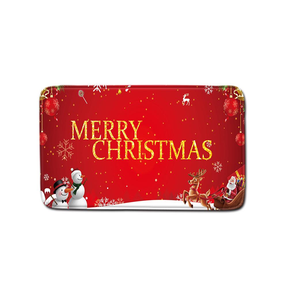 

Christmas Shower Curtain Floor Mat Combination Four-Piece Set Bathroom Toilet Carpet Shower Room Mat Foot Mat 45 * 75 Floor Mat