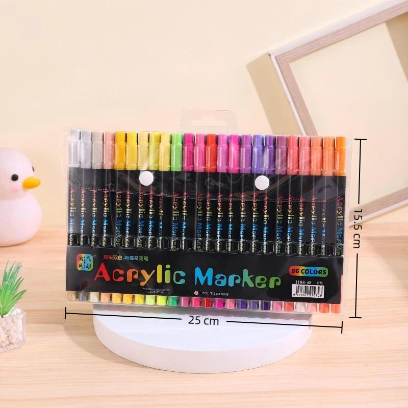 120 Colors Dual Tip Acrylic Paint for Canvas Perfect Choice for Detailed Drawing Work