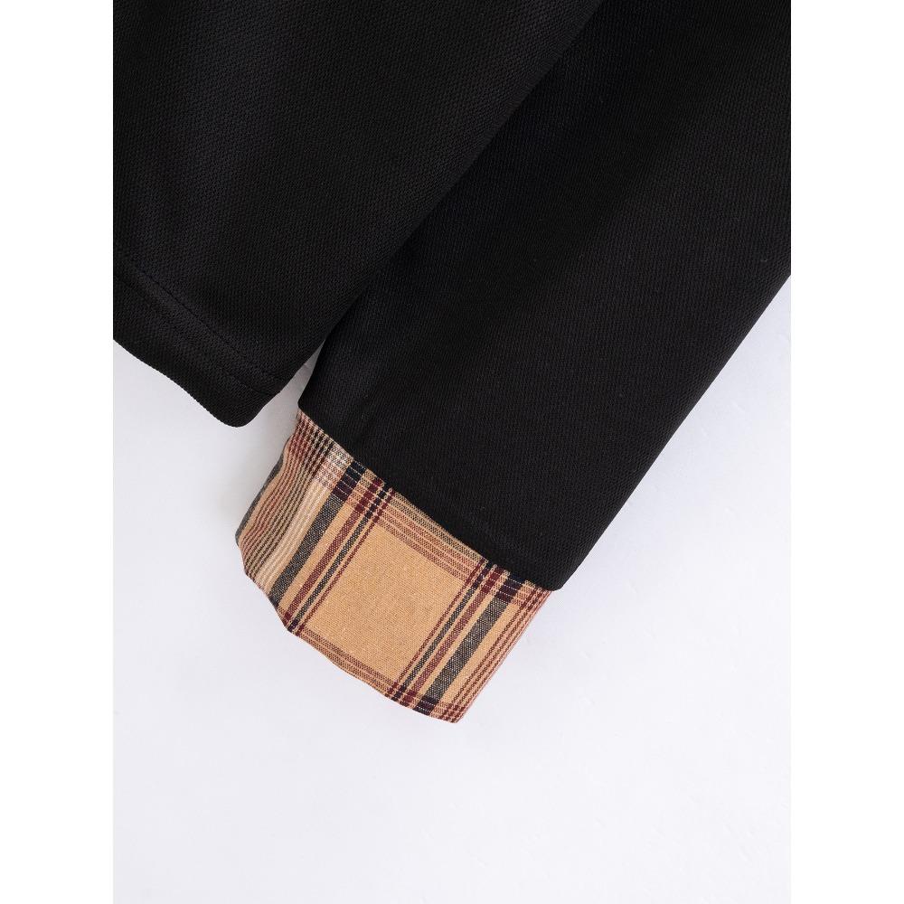 Spring and Autumn New Men's Daily Casual Solid Colour Patchwork Pockets Lapel Long-sleeved Polo Shirt