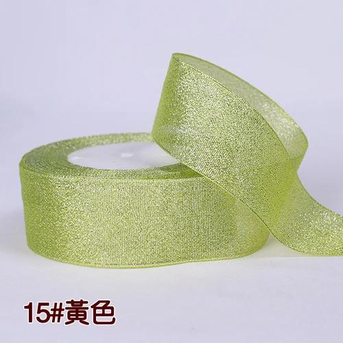 25Yards 40mm Glitter Ribbon Crafts Bow Handmade Gift Wrap Flower Hair Accessories Gift Baking Packaging Color DIY Decorative