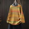 Winter Women's Colorful Striped Oversized Knit Sweater with Half-High Collar