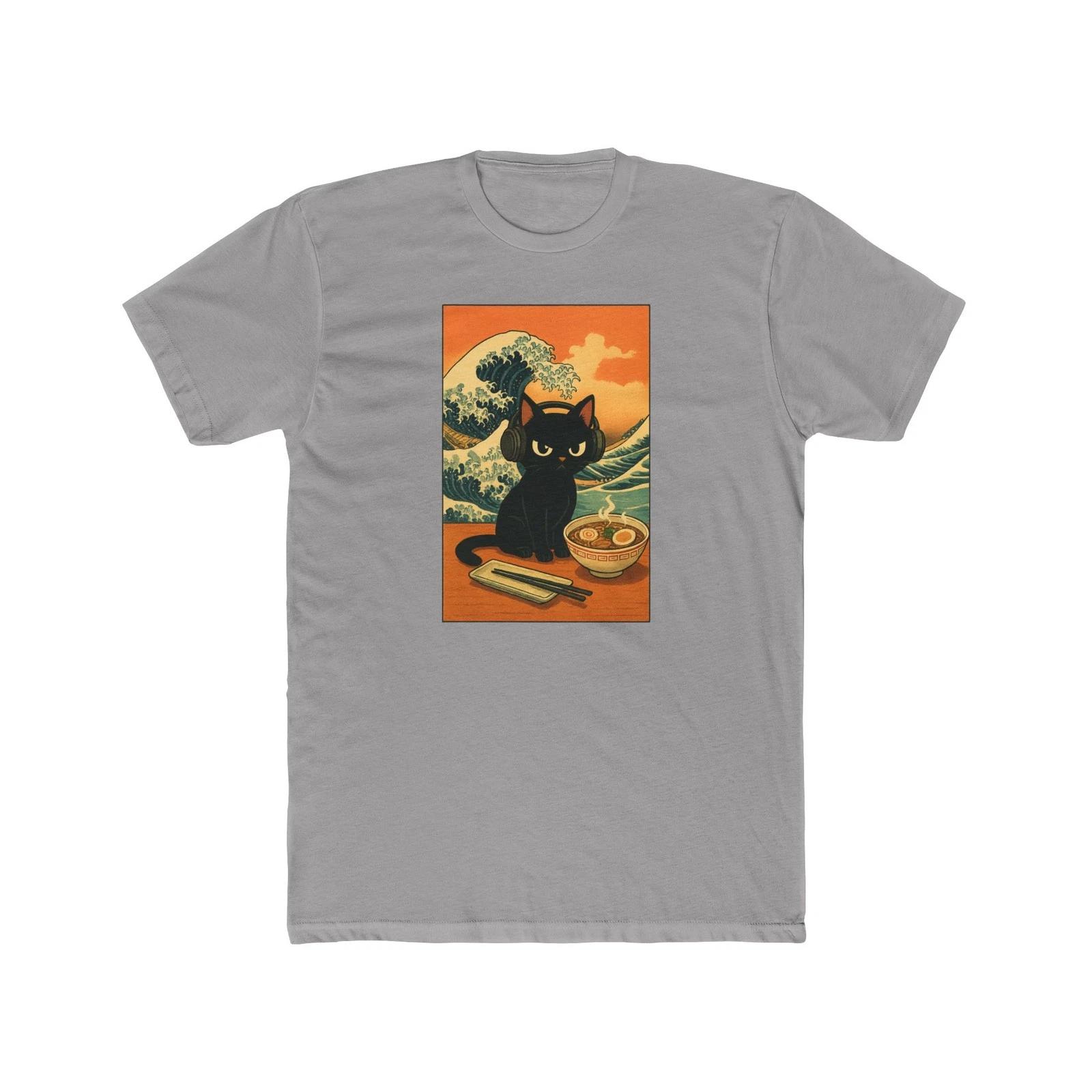 Retro Gamer Cat Ramen Great Wave T-Shirt S