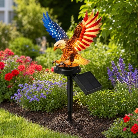 America 250th Anniversary Solar Eagle Garden Light, Patriotic Memorial Day Decor, Solar Powered Eagle Stake Light for 4th of July Yard, Outdoor