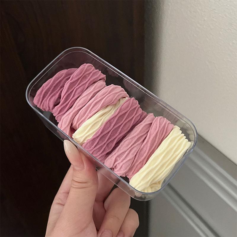 10Pcs High Elasticity Mixed Hair Tape Head Rope Mixed Ponytail Headwear for Children Girl Pink Hair Hoop Hair Rope Seamless