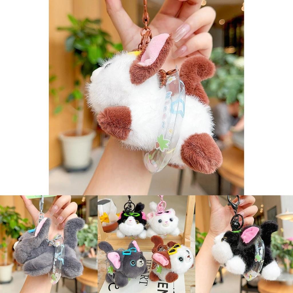 Soft And Cuddly Plush Devon Rex Cat Swim Ring Keychain Ideal Cartoon Gift Accessory