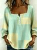 New Xiyin Summer T-Shirt Women's Printed Square Neck Button Bubble Sleeve Women's Top Women's