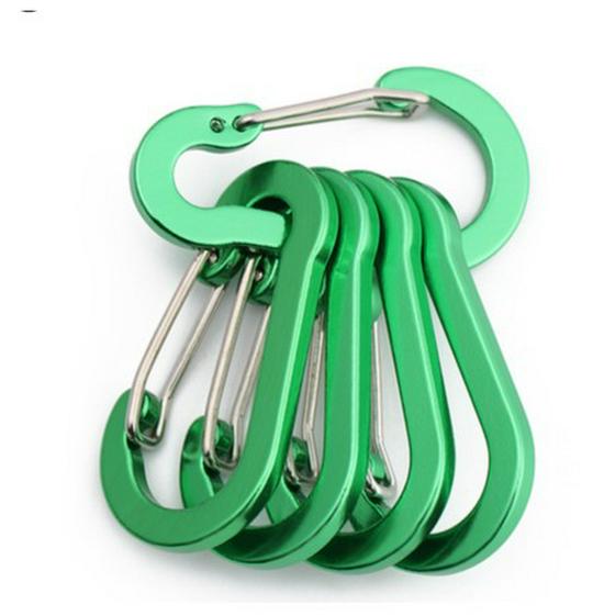 Multicolor Aluminum Alloy No. 5 Gourd-shaped Carabiner for Backpack Water Bottle with Flattened Spring Buckle