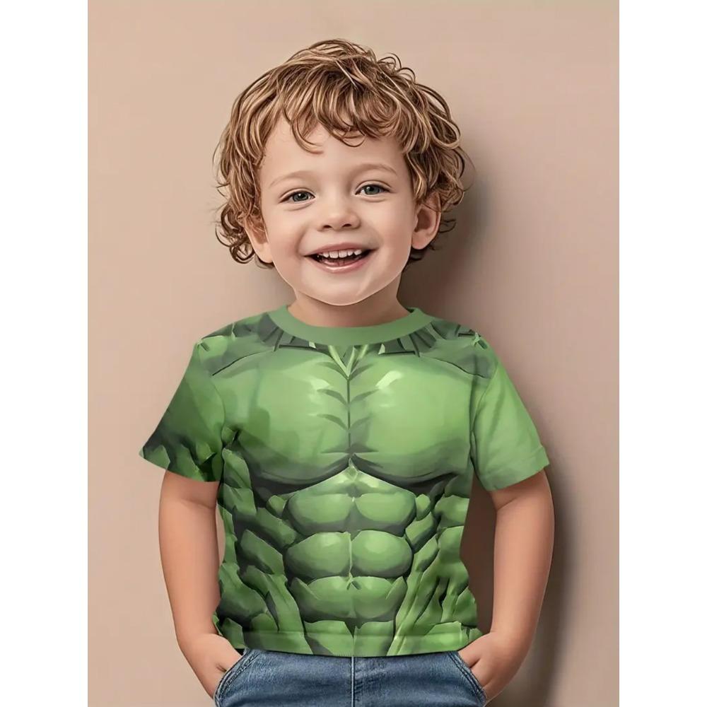 

Muscle Kids T-Shirt Muscle Print T-Shirt Summer Beach Holiday Boy Short Sleeve 3D Digital Printing T-Shirt Casual Children Tops 110