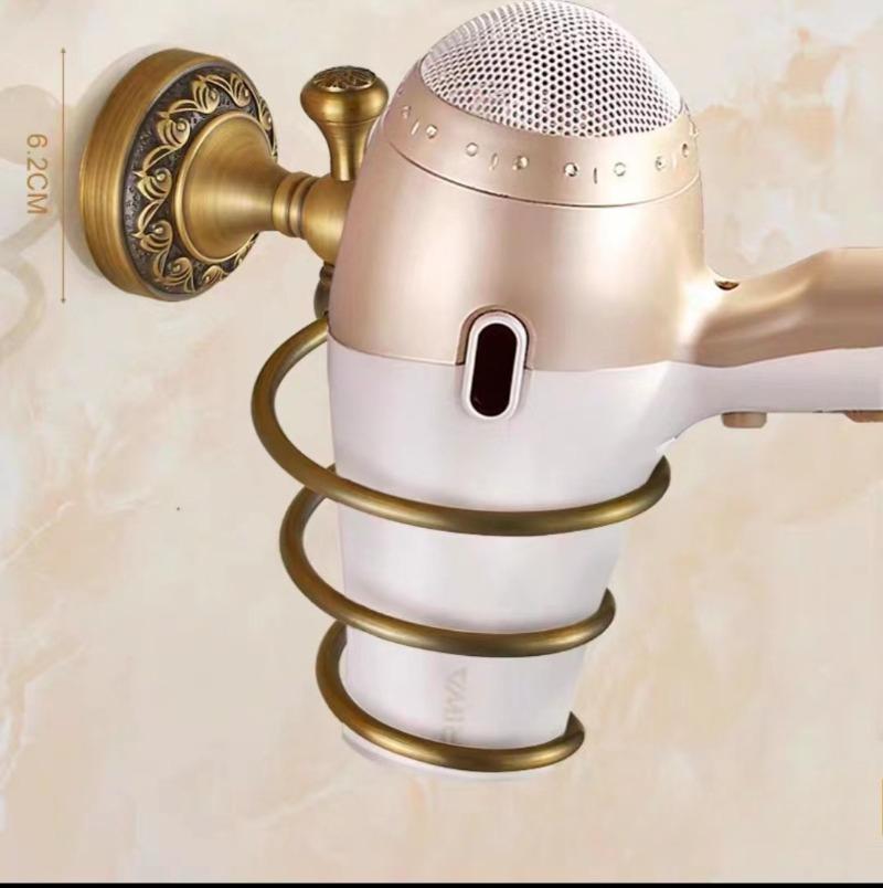 Solid Brass Carved Bathroom Wall Storage Towel Rack, European Antique Bath Towel Holder, Bathroom Hardware Accessory Set