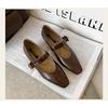  Retro oneword buckle, daily commuting single shoes, women's forefoot fattened and widened largesize women's shoes