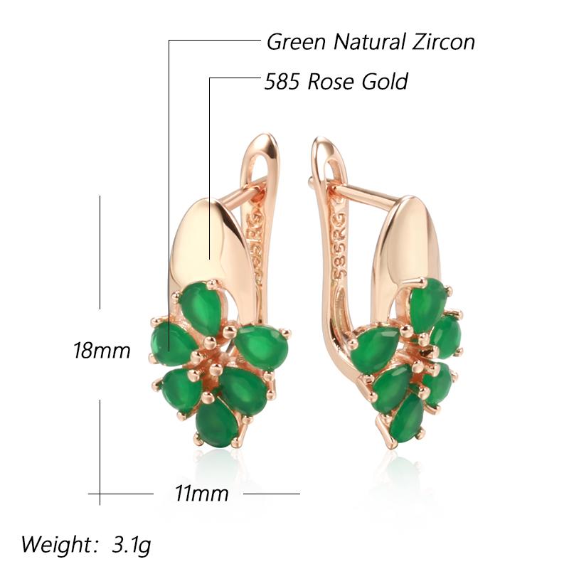 Emerald Cut Natural Zircon Women Drop Earrings Unique  Rose Gold Color Earrings High Quality Daily Fine Jewelry