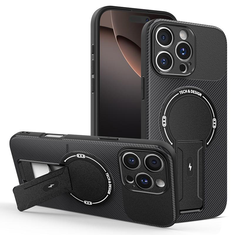For Iphone 12 Carbon Fiber Magnetic Soft Phone Case For Iphone 12 Pro Max Kickstand Shockproof Mobile Back Cover Coque 12 Pro