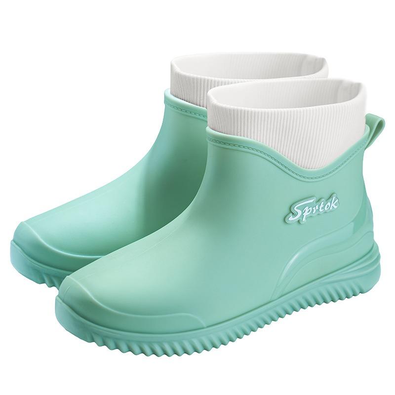 Modische kurze Mädchen-Regenstiefel, niedrig geschnitten, wasserdichte Schuhe, Küchen-Niedrigrohr-Gummischuhe, Autowasch-Wasserschuhe, Regenstiefel mit Plus-Baumwolle