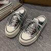European products popular bag head half slippers women's 2025 spring new thick-soled heightening niche canvas shoes super fire white shoes