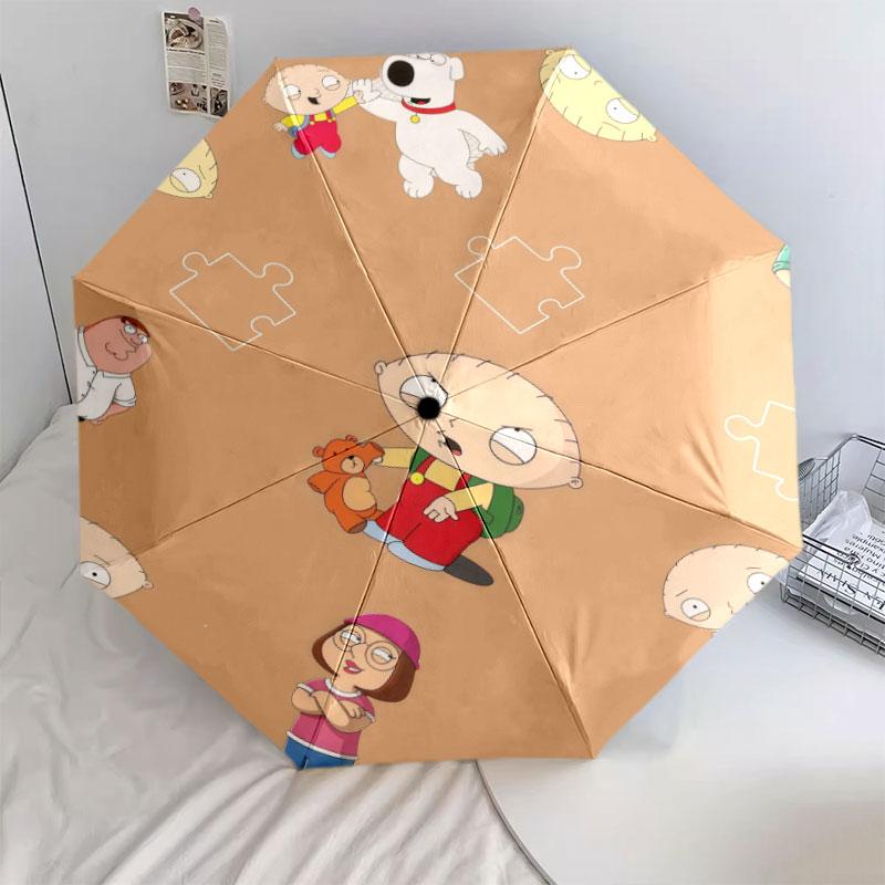 Family Guy Cartoon pattern, automatic folding umbrella, portable and foldable design, 8 ribs, a Christmas or birthday gift.