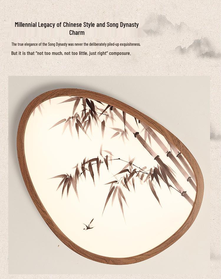 Ultra-Thin Pebble Ceiling Light with Song Dynasty Ink Aesthetics