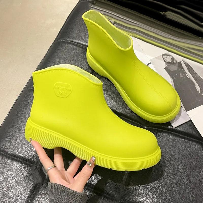 WTEMPO Chaussures de pluie à Tube court pour femmes, imperméables, couleur unie, cheville, à la mode, antidérapantes, pour l'extérieur, vente en gros, livraison directe