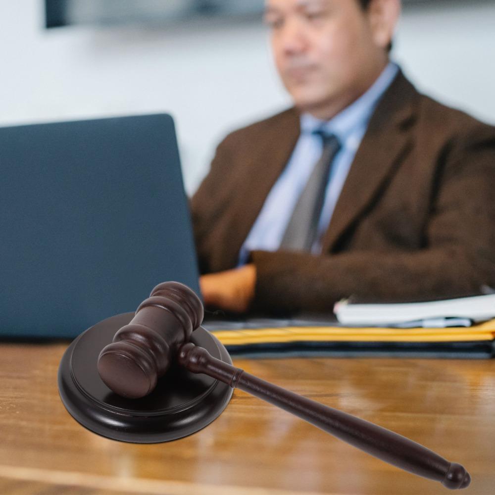 Wood Gavel Judge Hammer Attorney Decorative Lawyer Mallet Toy Costume Sound Block  for Cosplay