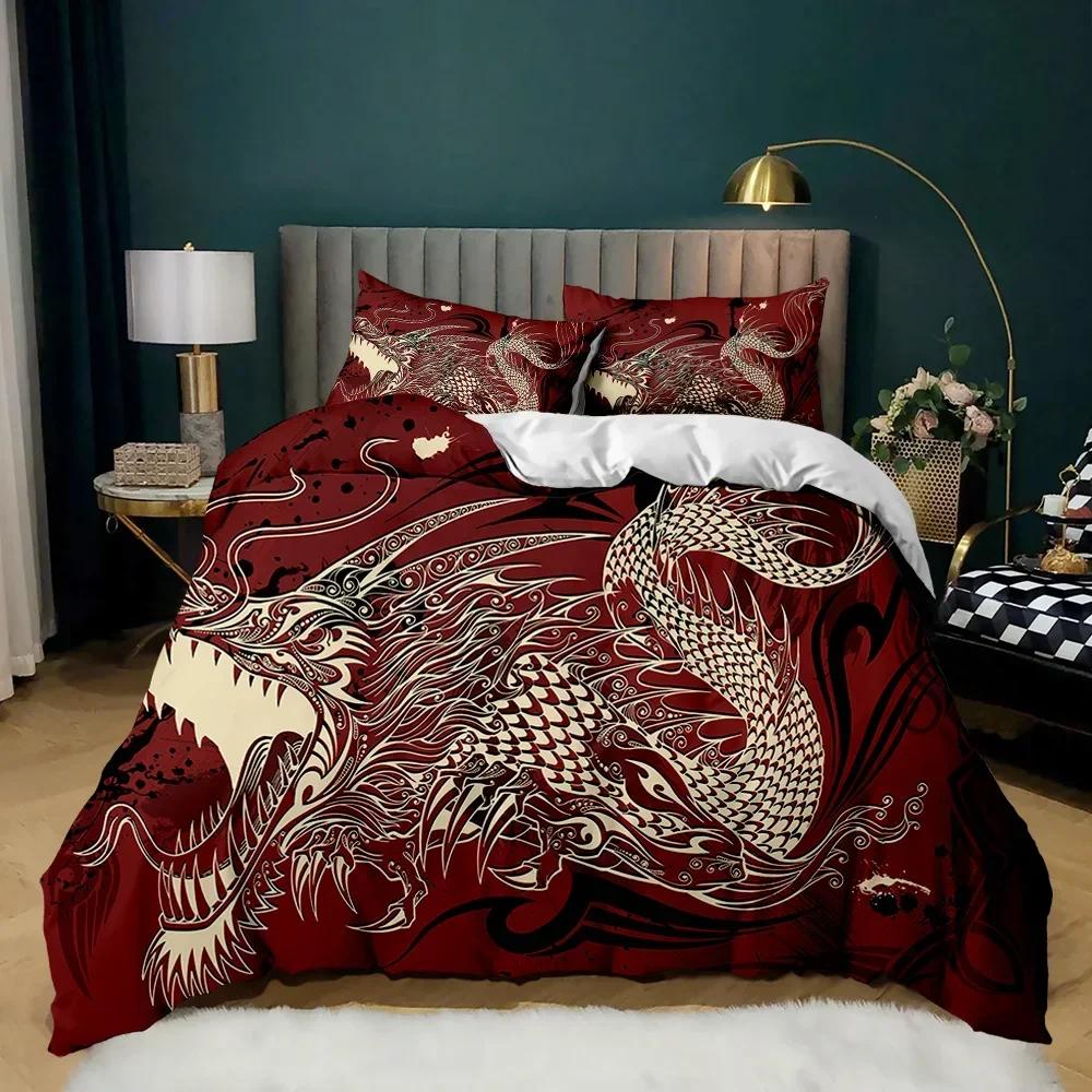 Bedding Queen 3D Mythical Dragon Comfortable Duvet Quilt Cover Pillowcase Bedding Set Children Bedroom Decoration Home Textile